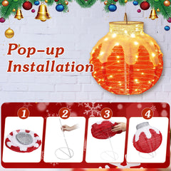 Tangkula Christmas Lighted Lantern with 80 LED Lights & Support Base