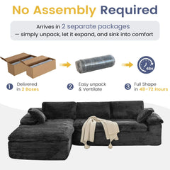 AECOJOY 110" L Shaped Modular Sectional Sofa for Living Room, Cloud Boneless Couch