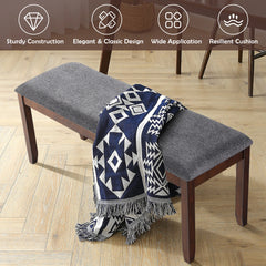 Costway Dining Bench Upholstered Entryway Bench Footstool Kitchen W/ Wood Legs