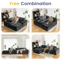 AECOJOY 110" L Shaped Modular Sectional Sofa for Living Room, Cloud Boneless Couch