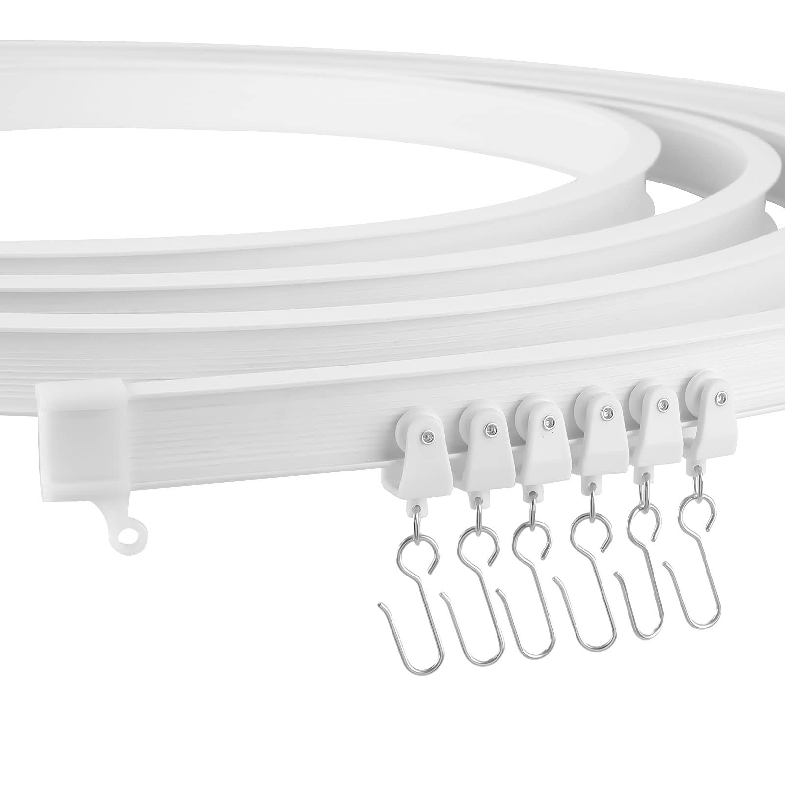 Lcyfmel Curved Ceiling Curtain Track Flexible Bendable Mount for Curtain Rail Bunk Bed Bay Window Room Divider (White / 5m)