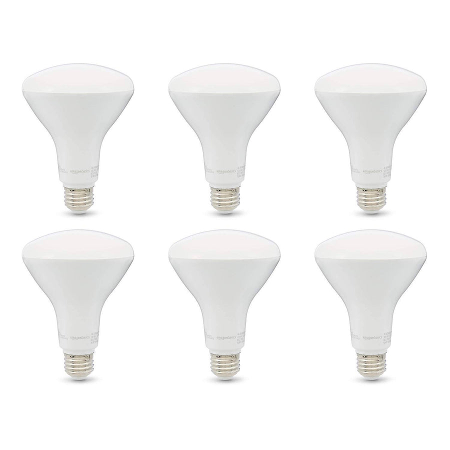 Amazon Basics 65W Equivalent, Soft White, Dimmable, 10,000 Hour Lifetime, BR30 LED Light Bulb , 6-Pack